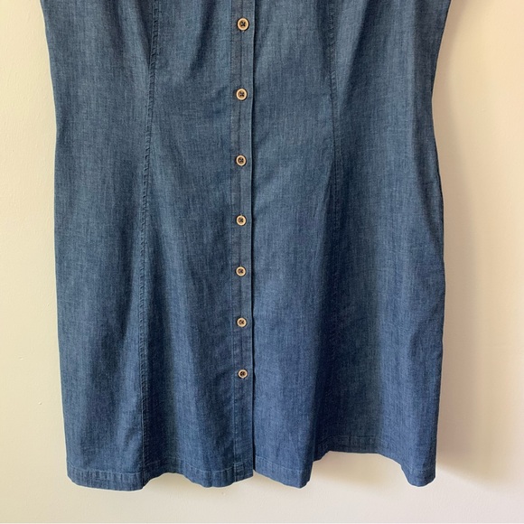 NEW Anne Klein Diana Sleeveless Collared Denim Button Up Shirt Dress Size 14 - Picture 5 of 15